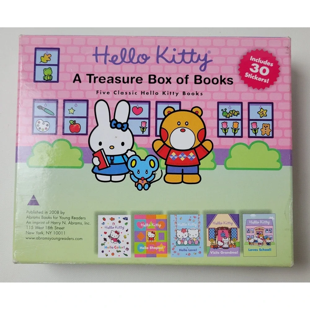 Hello Kitty A Treasure Box of Books 5 Book Set Sanrio 2008 Hardcover Stickers